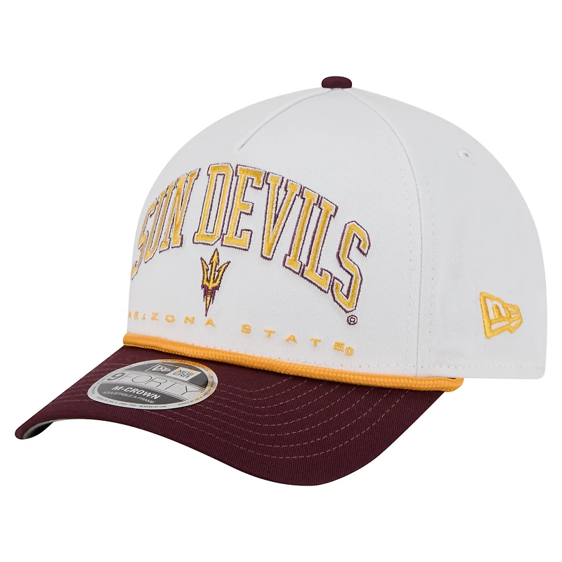 Men's New Era White/Maroon Arizona State Sun Devils Arch Two-Tone Rope 9FORTY A-Frame M-Crown Adjustable Hat
