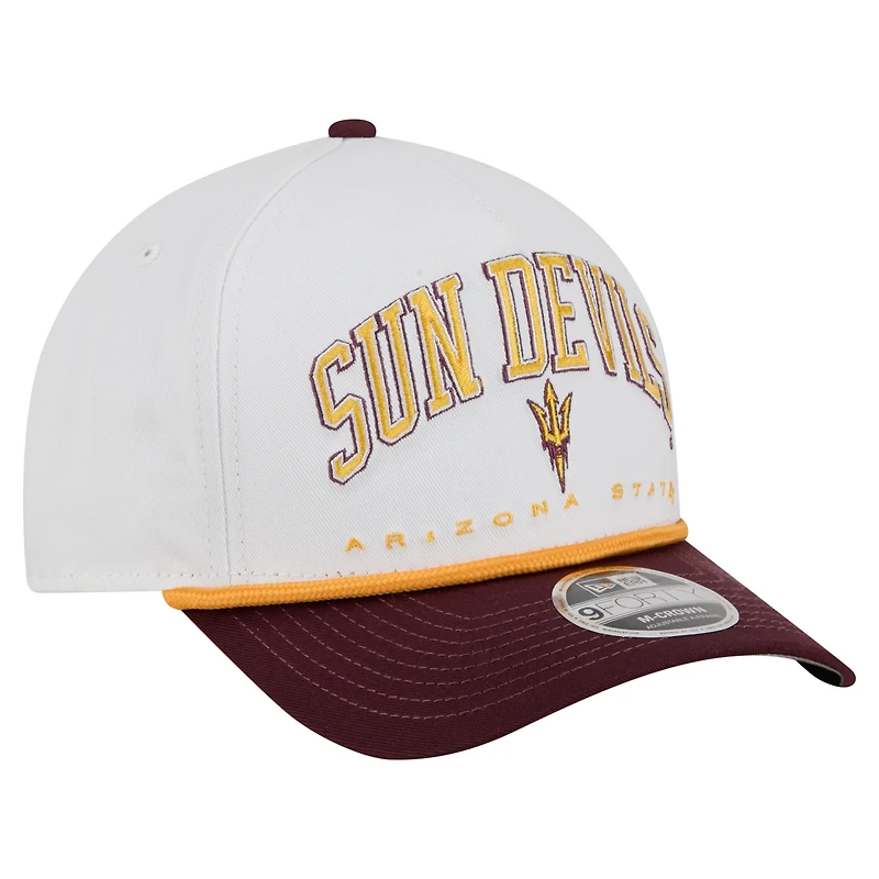 Men's New Era White/Maroon Arizona State Sun Devils Arch Two-Tone Rope 9FORTY A-Frame M-Crown Adjustable Hat