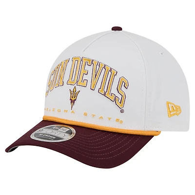 Men's New Era White/Maroon Arizona State Sun Devils Arch Two-Tone Rope 9FORTY A-Frame M-Crown Adjustable Hat