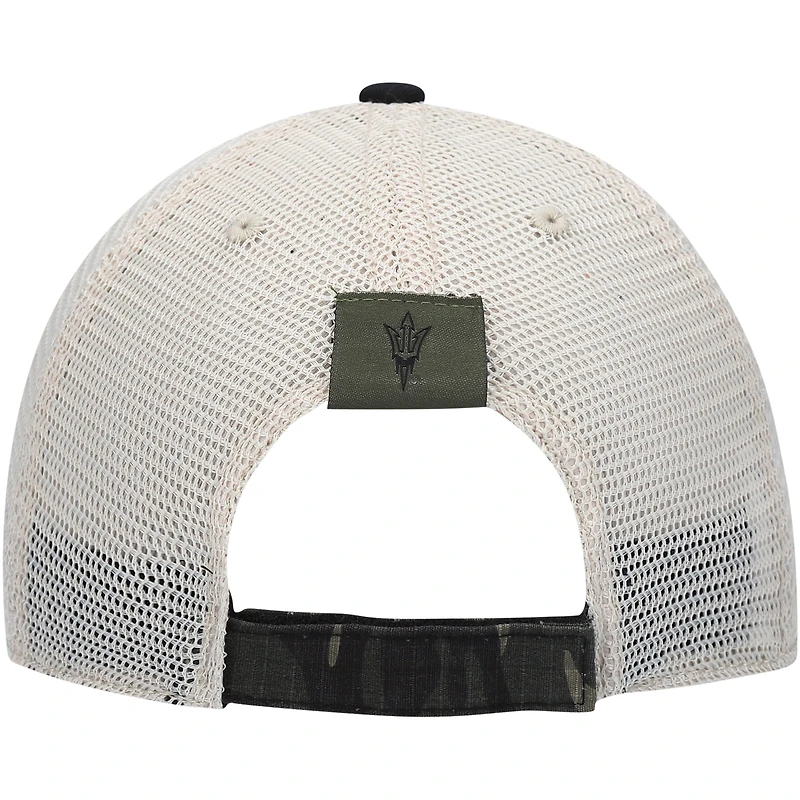 Casquette ajustable pour hommes Top of the World Camo/Crème Arizona State Sun Devils OHT Military Appreciation Shield Trucker