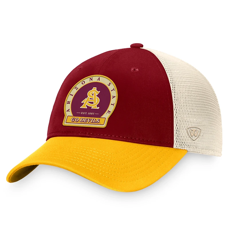 Casquette réglable pour hommes Top of the World marron Arizona State Sun Devils Refined Trucker