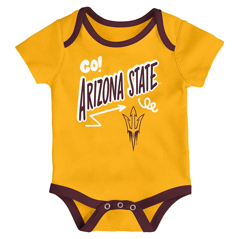 Newborn & Infant Outerstuff Arizona State Sun Devils Three-Pack All Day Play Bodysuit Set