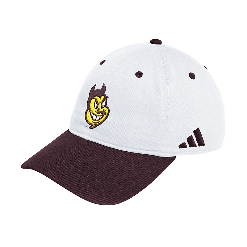 Casquette unisexe adidas blanche/bordeaux Arizona State Sun Devils, style baseball saisonnier, ajustable