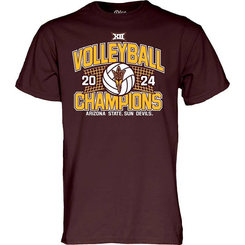 Unisex Blue 84 Maroon Arizona State Sun Devils 2024 Big 12 Volleyball Regular Season Champions T-Shirt