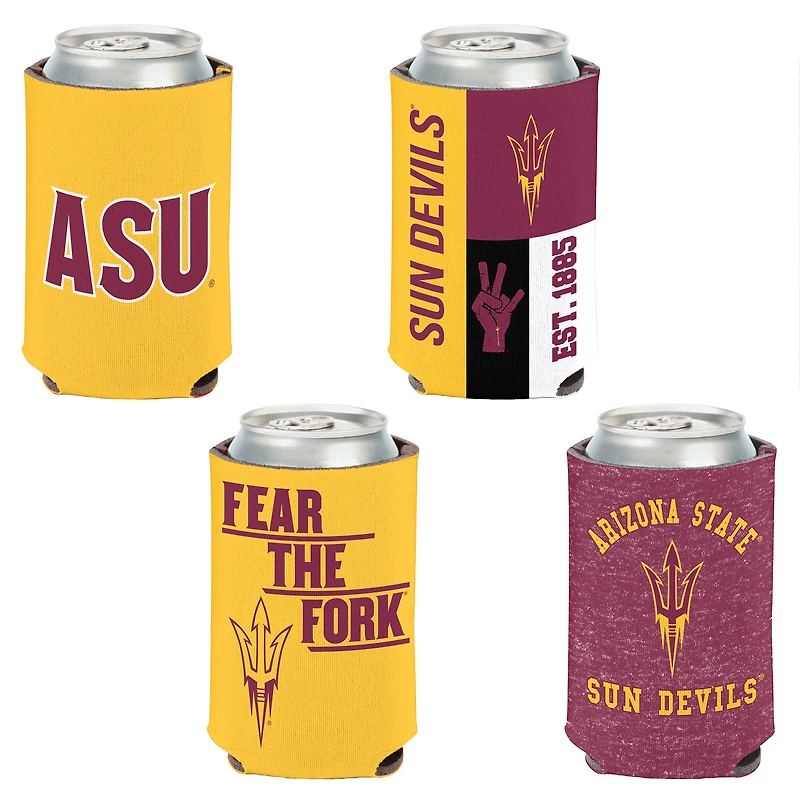 WinCraft Arizona State Sun Devils, paquet de 4 12 oz. Ensemble refroidisseur de canettes