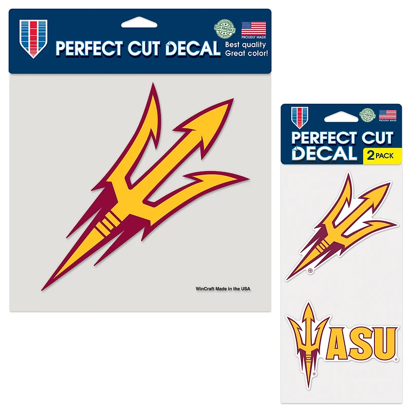 Lot de trois autocollants WinCraft Arizona State Sun Devils Perfect Cut