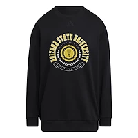 Pull ras du cou oversize noir adidas pour femme des Arizona State Sun Devils