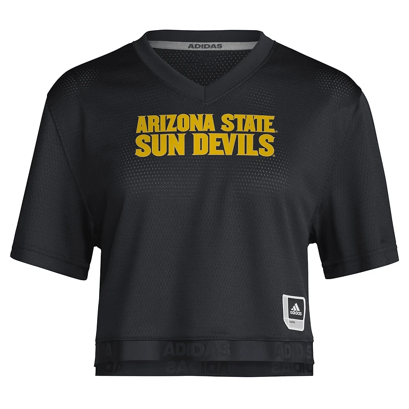 Maillot court à col en V Primegreen Arizona State Sun Devils pour femme adidas noir