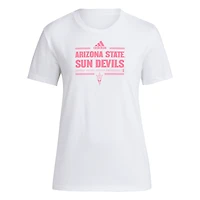 Women's adidas White Arizona State Sun Devils 2024 Breast Cancer Awareness Pregame T-Shirt