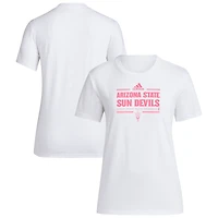 T-shirt adidas blanc pour femme Arizona State Sun Devils 2024 Breast Cancer Awareness Pregame