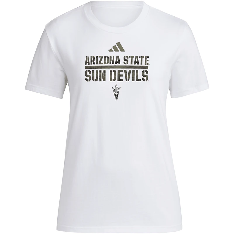 T-shirt d'avant-match adidas AEROREADY Military Appreciation pour femmes, blanc, Arizona State Sun Devils