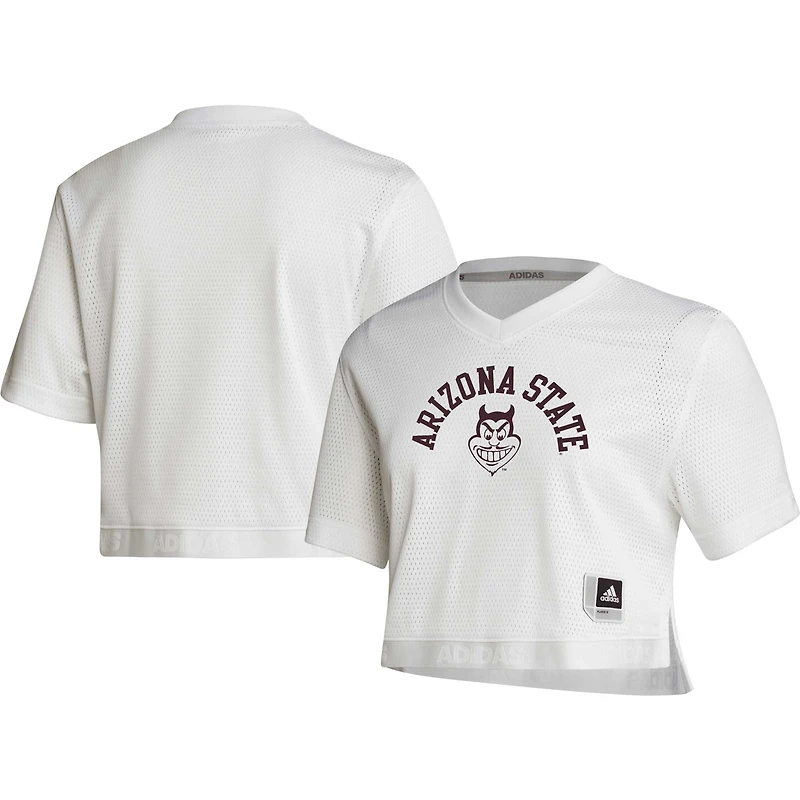 Maillot court à col en V adidas pour femmes des Arizona State Sun Devils Primegreen blanc