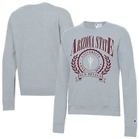Women's Champion  Heather Gray Arizona State Sun Devils Academic Crest Powerblend Crewneck Sweatshirt
