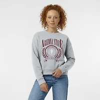 Women's Champion  Heather Gray Arizona State Sun Devils Academic Crest Powerblend Crewneck Sweatshirt