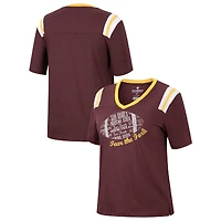 Colosseum Heathered Maroon Arizona State Sun Devils 15 Min Early Football T-shirt à col en V pour femme