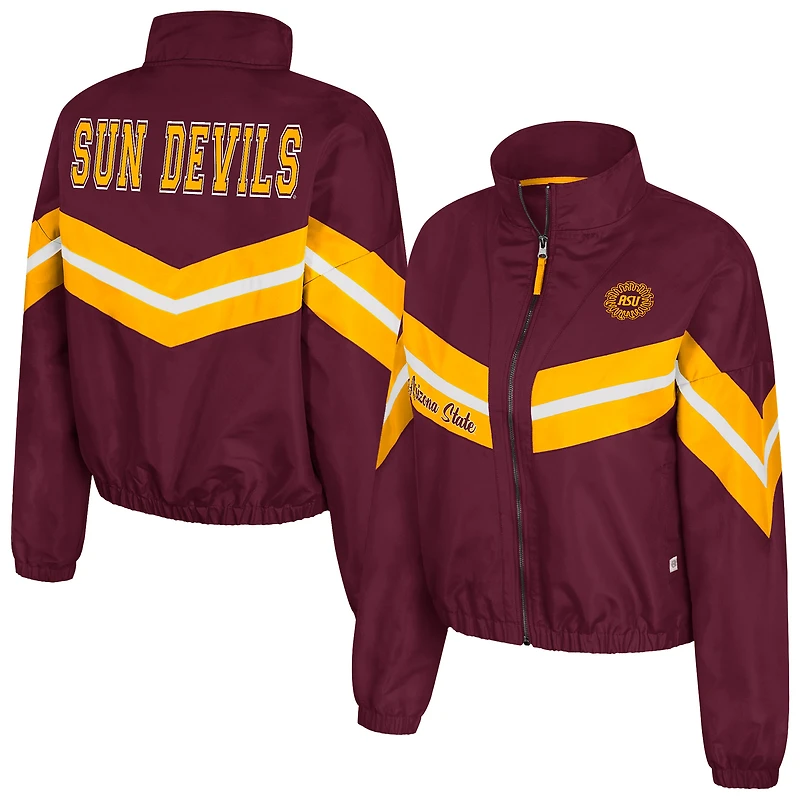 Women's Colosseum  Maroon Arizona State Sun Devils Thin Ice Full-Zip Windbreaker