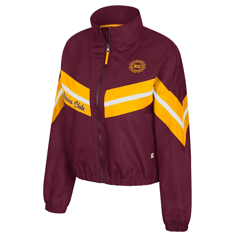Women's Colosseum  Maroon Arizona State Sun Devils Thin Ice Full-Zip Windbreaker