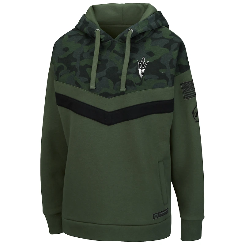 Women's Colosseum Olive/Camo Arizona State Sun Devils OHT Military Appreciation Extraction Chevron Pullover Hoodie