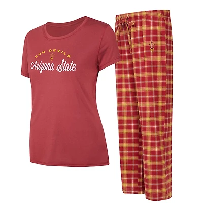 Women's Concepts Sport Maroon/Gold Arizona State Sun Devils Arctic Top & Flannel Pants Sleep Set