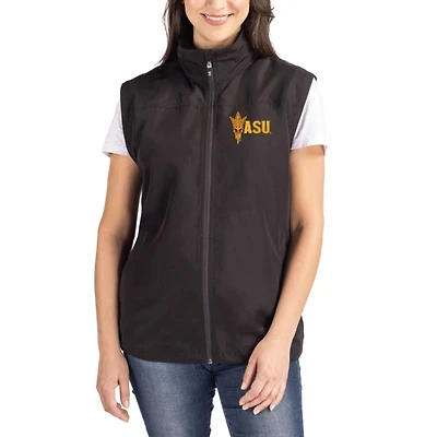 Women's Cutter & Buck Black Arizona State Sun Devils Charter Eco Recycled Full-Zip Vest