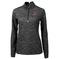 Women's Cutter & Buck Black Arizona State Sun Devils Traverse Camo Print Stretch Quarter-Zip Pullover Top
