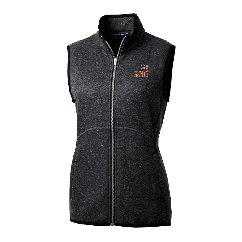 Gilet zippé basique en maille Cutter & Buck Heather Charcoal Arizona State Sun Devils Mainsail pour femme