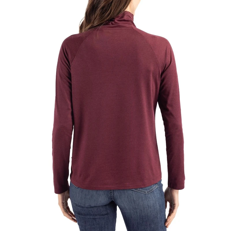 Women's Cutter & Buck Maroon Arizona State Sun Devils Coastline Epic Comfort Eco Recycled Raglan Funnel-Neck Top