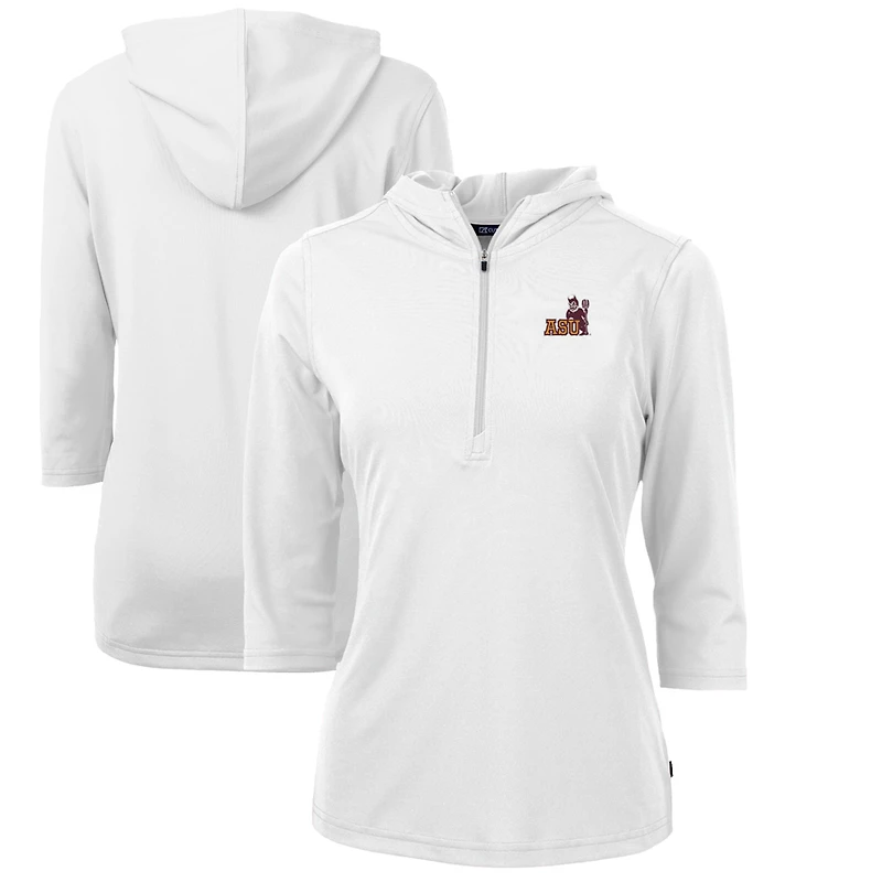 Women's Cutter & Buck Gray Arizona State Sun Devils Vault Virtue Eco Pique Recycled Half-Zip Pullover Hoodie
