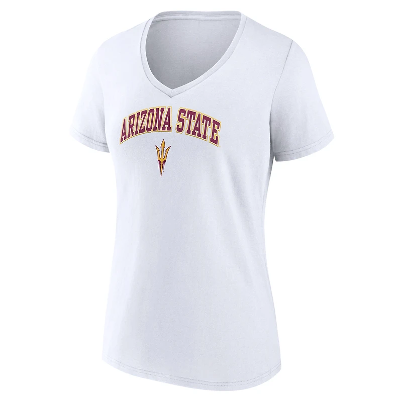 Women's Fanatics White Arizona State Sun Devils Campus V-Neck T-Shirt