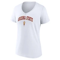 Women's Fanatics White Arizona State Sun Devils Campus V-Neck T-Shirt