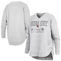 Women's Pressbox  Heather Gray Arizona State Sun Devils Marcus East Hall Poncho V-Neck Sweatshirt