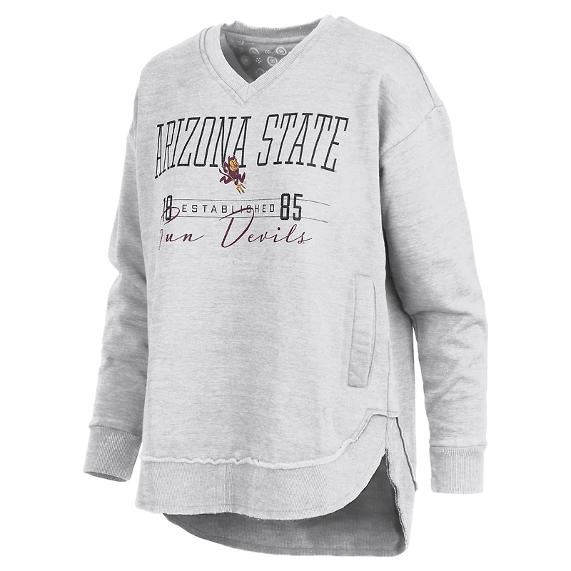 Women's Pressbox  Heather Gray Arizona State Sun Devils Marcus East Hall Poncho V-Neck Sweatshirt