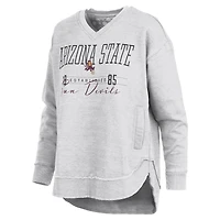 Women's Pressbox  Heather Gray Arizona State Sun Devils Marcus East Hall Poncho V-Neck Sweatshirt