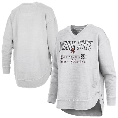 Women's Pressbox Heather Gray Arizona State Sun Devils Marcus East Hall Poncho V-Neck Sweatshirt