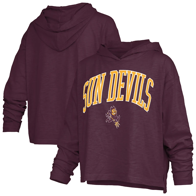Women's Pressbox  Maroon Arizona State Sun Devils Nelson Arch Over Logo Long Sleeve Hooded Slub T-Shirt