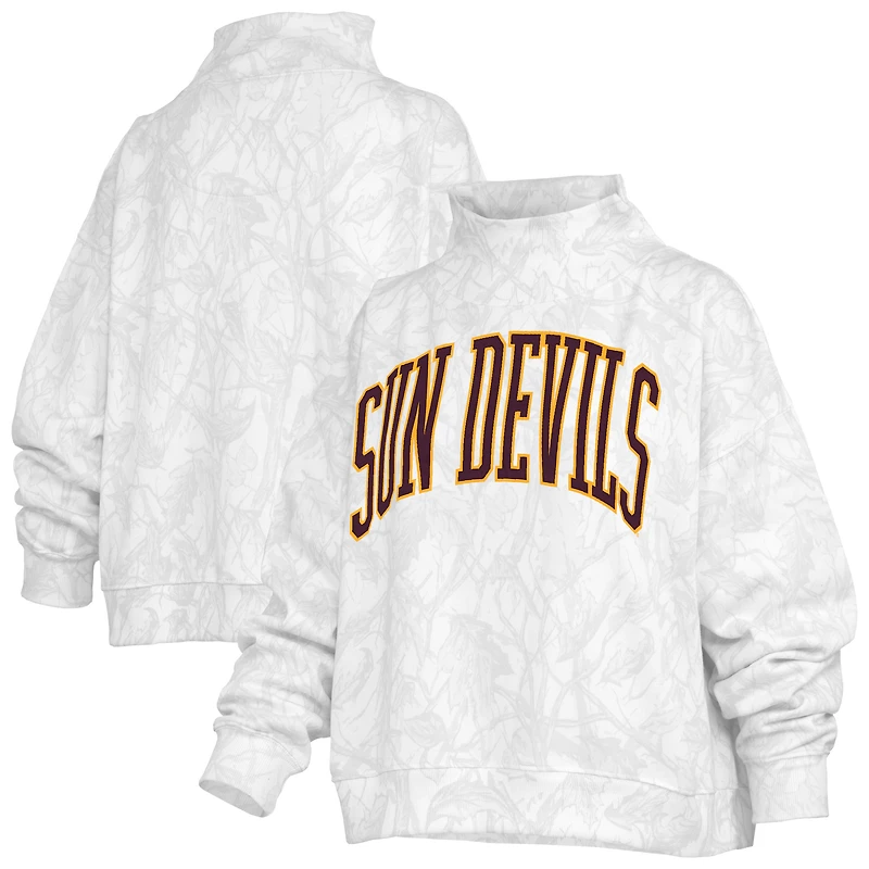 Sweat-shirt à col montant camouflage Arizona State Sun Devils blanc Pressbox pour femmes