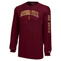 T-shirt à manches longues avec logo vieilli Arizona State Sun Devils, champion des jeunes, marron