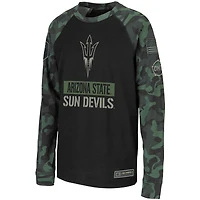 T-shirt à manches longues raglan Colosseum pour jeune, noir/camouflage, Arizona State Sun Devils OHT Military Appreciation