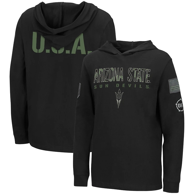 Junior Colosseum Black Arizona State Sun Devils OHT Military Appreciation Tango T-shirt à capuche manches longues