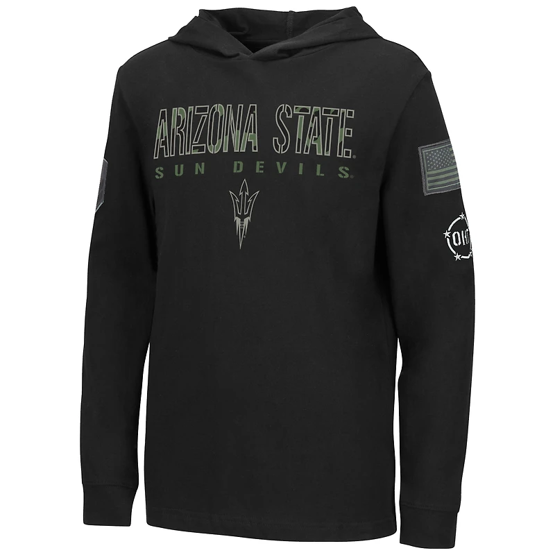 Junior Colosseum Black Arizona State Sun Devils OHT Military Appreciation Tango T-shirt à capuche manches longues