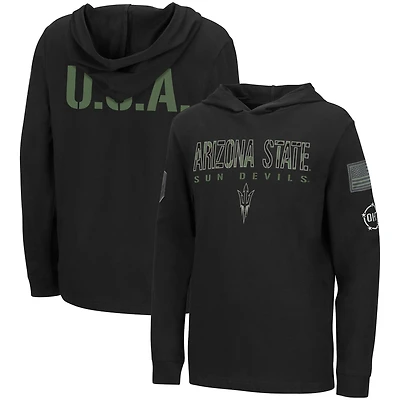 Junior Colosseum Black Arizona State Sun Devils OHT Military Appreciation Tango T-shirt à capuche manches longues