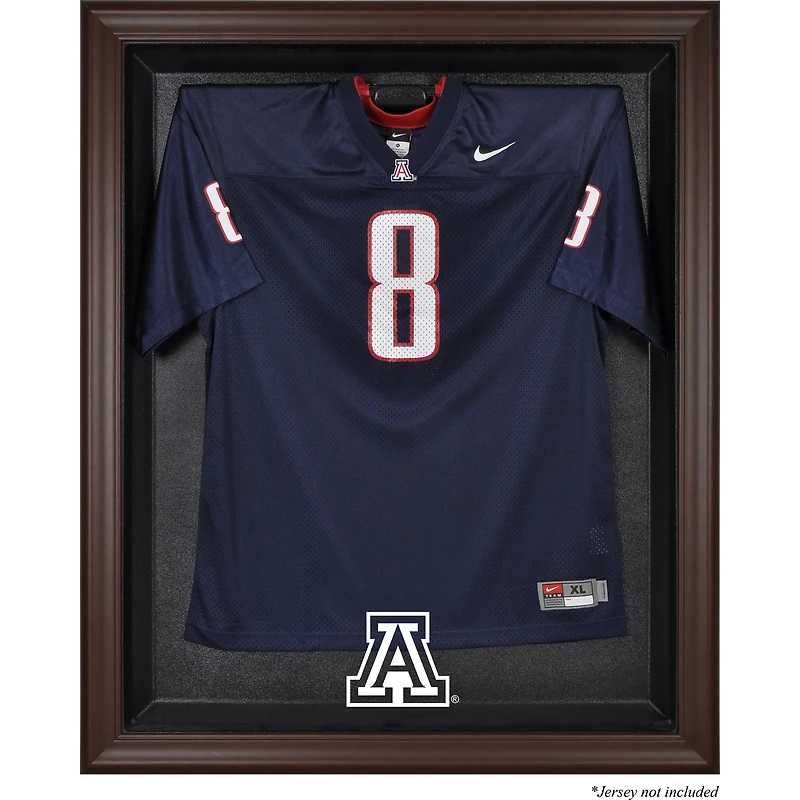 Vitrine de présentation du maillot avec logo encadré marron des Wildcats de l'Arizona