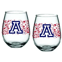 Arizona Wildcats Two-Pack 15oz. Floral Stemless Glass Set