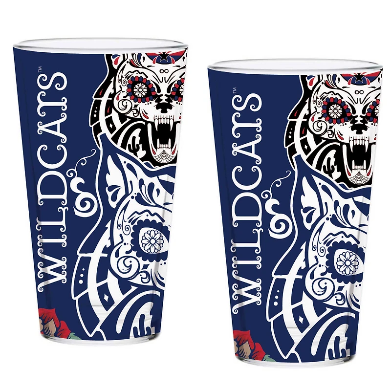 Lot de deux verres à bière Arizona Wildcats 16 oz. Dia De Los Muertos