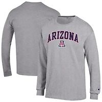 T-shirt à manches longues pour homme Champion Heather Grey Arizona Wildcats Arch Over Logo