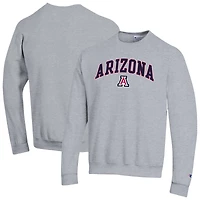 Men's Champion  Heather Gray Arizona Wildcats Arch Over Logo Pullover Sweatshirt
