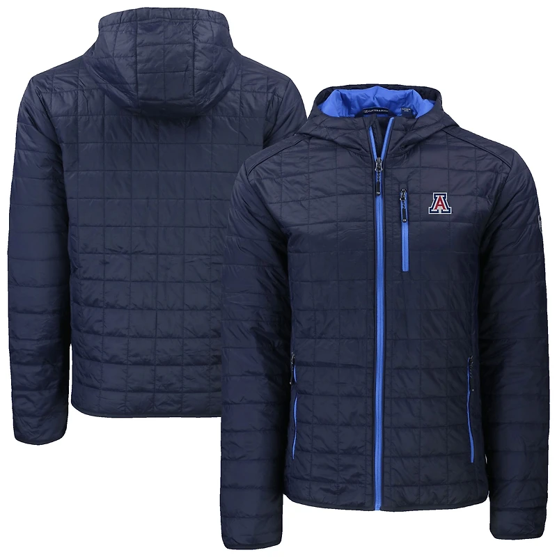 Men's Cutter & Buck  Navy Arizona Wildcats Rainier Eco PrimaLoft Hooded Full-Zip Jacket