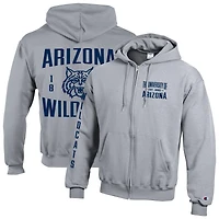 Sweat à capuche zippé en polaire Champion gris Arizona Wildcats Varsity Powerblend pour homme