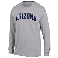 T-shirt à manches longues Basic Arch gris chiné Champion pour homme des Wildcats de l'Arizona