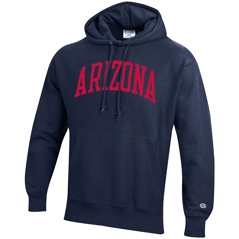 Sweat à capuche coupe décontractée Champion Navy Arizona Wildcats Team Arch Reverse Weave pour homme